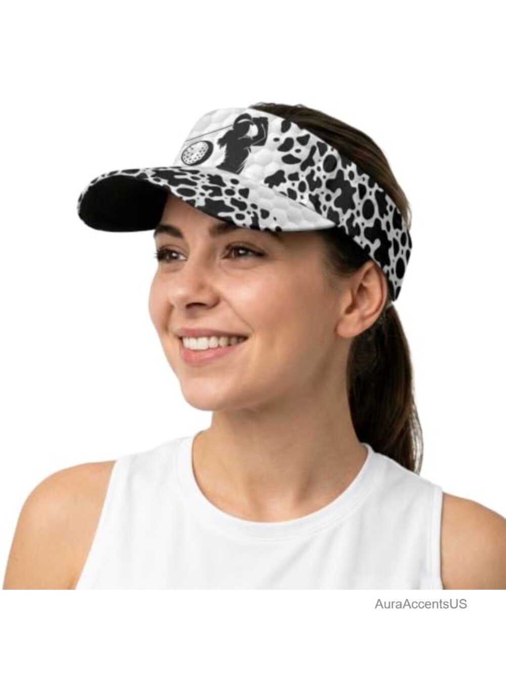 Womens Golf Visor Adjustable Curved Brim Sun Hat Polyester Lightweight